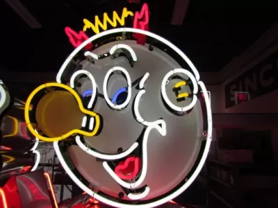 New Reddy Kilowatt Double-sided Porcelain Neon with Matching Can 48"W x 80"H