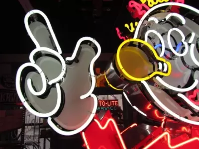 New Reddy Kilowatt Double-sided Porcelain Neon with Matching Can 48"W x 80"H