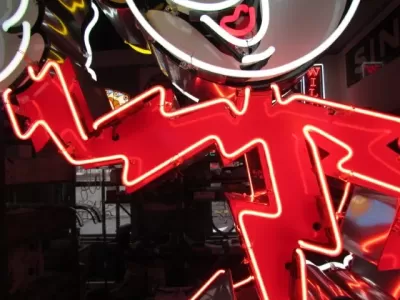 New Reddy Kilowatt Double-sided Porcelain Neon with Matching Can 48"W x 80"H