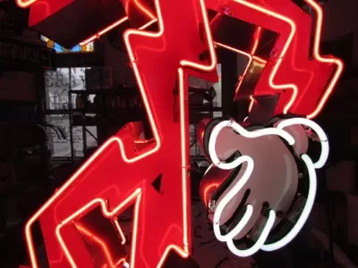 New Reddy Kilowatt Double-sided Porcelain Neon with Matching Can 48"W x 80"H