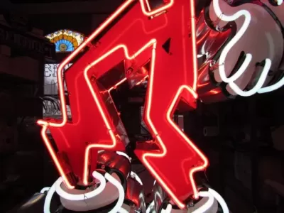 New Reddy Kilowatt Double-sided Porcelain Neon with Matching Can 48"W x 80"H