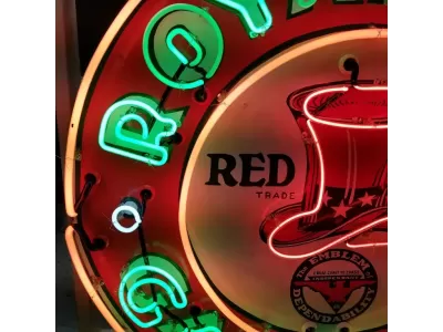 New Red Hat Royal "400" Gasoline Porcelain Neon Sign 48" Diameter