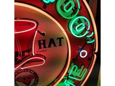 New Red Hat Royal "400" Gasoline Porcelain Neon Sign 48" Diameter