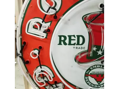 New Red Hat Royal "400" Gasoline Porcelain Neon Sign 48" Diameter