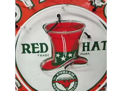 New Red Hat Royal "400" Gasoline Porcelain Neon Sign 48" Diameter