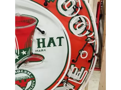 New Red Hat Royal "400" Gasoline Porcelain Neon Sign 48" Diameter