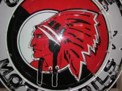 New Red Indian Gasoline Motor Oils Porcelain Neon Sign 60" Diameter
