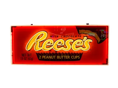 New Reese's Peanut Butter Cups Candy Wrapper Painted Neon Sign 78 IN W x 32 IN H