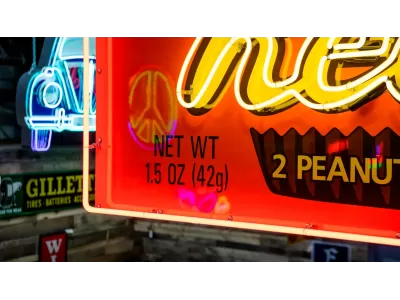 New Reese's Peanut Butter Cups Candy Wrapper Painted Neon Sign 78 IN W x 32 IN H