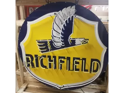 Original Richfield 60" Diameter Porcelain Neon Sign