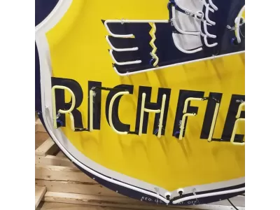 Original Richfield 60" Diameter Porcelain Neon Sign