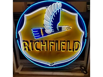 Original Richfield 60" Diameter Porcelain Neon Sign
