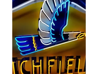 Original Richfield 60" Diameter Porcelain Neon Sign