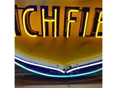 Original Richfield 60" Diameter Porcelain Neon Sign