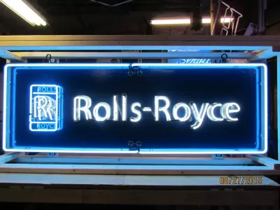 New Rolls Royce Porcelain Neon Sign 78"x27"
