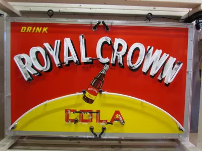 New Royal Crown Cola Porcelain Sign with Neon 58 IN W x 34 IN H 