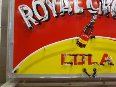 New Royal Crown Cola Porcelain Sign with Neon 58 IN W x 34 IN H 