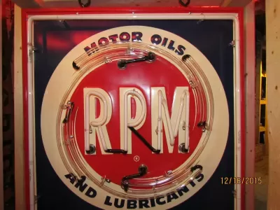 New RPM Motor Oils Porcelain Neon Sign 33"W x 56"H