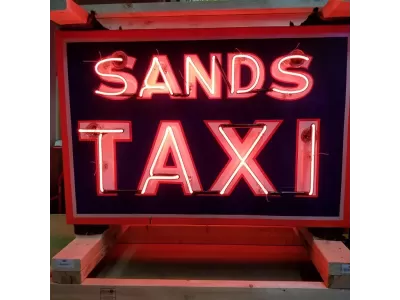 New SANDS TAXI Double-Sided Porcelain Neon Sign 36"W x 24"H - Neon Signs
