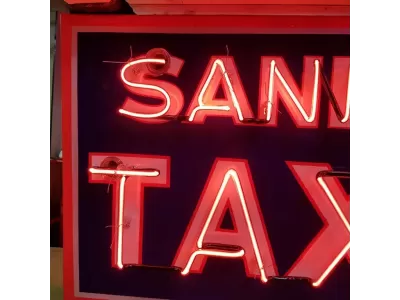 New SANDS TAXI Double-Sided Porcelain Neon Sign 36"W x 24"H - Neon Signs