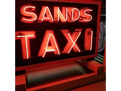 New SANDS TAXI Double-Sided Porcelain Neon Sign 36"W x 24"H - Neon Signs