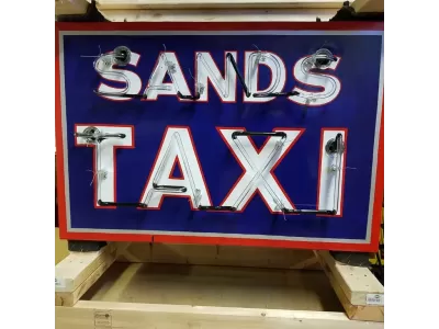 New SANDS TAXI Double-Sided Porcelain Neon Sign 36"W x 24"H - Neon Signs