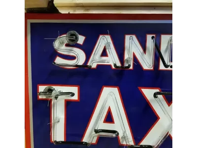 New SANDS TAXI Double-Sided Porcelain Neon Sign 36"W x 24"H - Neon Signs