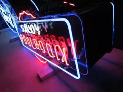 New SAVOY POOL ROOM Double-Sided Porcelain Neon Sign  36"W x 18"H