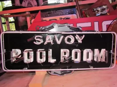 New SAVOY POOL ROOM Double-Sided Porcelain Neon Sign  36"W x 18"H