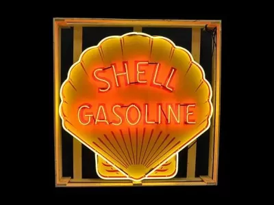 New Shell Gasoline Porcelain Neon Sign - 48" Diameter