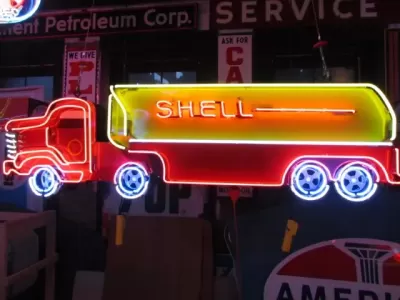 New Shell Tanker Painted Neon Sign 8 FT W x 28 IN H
