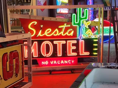 New Siesta Motel Painted Neon Sign -  8 1/2 FT Wide  x 72 inches High