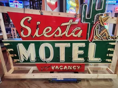 New Siesta Motel Painted Neon Sign -  8 1/2 FT Wide  x 72 inches High