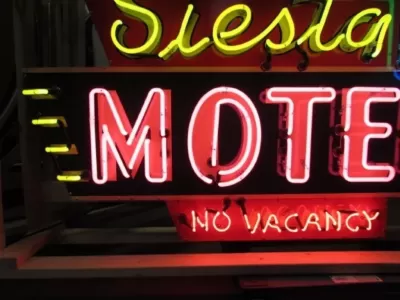 New Siesta Motel Painted Neon Sign -  8 1/2 FT Wide  x 72 inches High