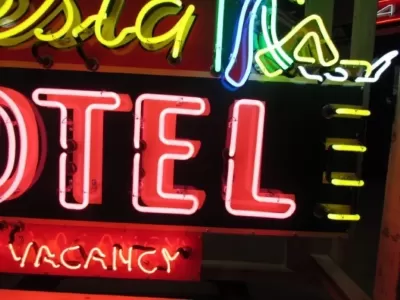 New Siesta Motel Painted Neon Sign -  8 1/2 FT Wide  x 72 inches High