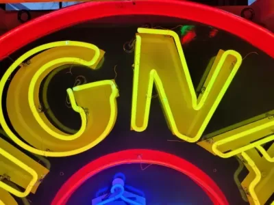 Original Signal Gas Porcelain Neon Animated Sign 72" Diameter