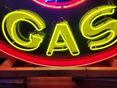 Original Signal Gas Porcelain Neon Animated Sign 72" Diameter