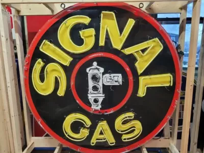 Original Signal Gas Porcelain Neon Animated Sign 72" Diameter