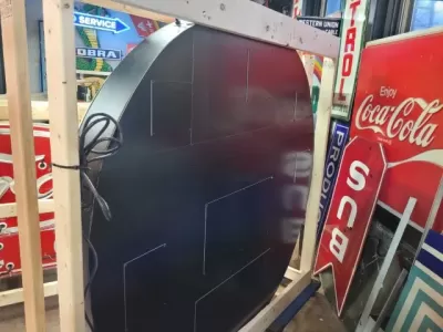 Original Signal Gas Porcelain Neon Animated Sign 72" Diameter