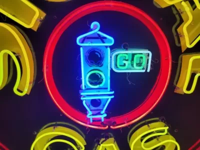 New Signal Gas Porcelain Neon Sign 72" Diameter