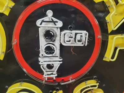 New Signal Gas Porcelain Neon Sign 72" Diameter