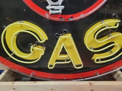 New Signal Gas Porcelain Neon Sign 72" Diameter