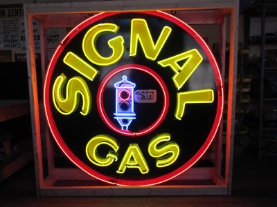 New Signal Gas Porcelain Neon Sign 72" Diameter