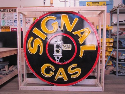 New Signal Gas Porcelain Neon Sign 72" Diameter