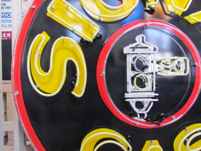 New Signal Gas Porcelain Neon Sign 72" Diameter