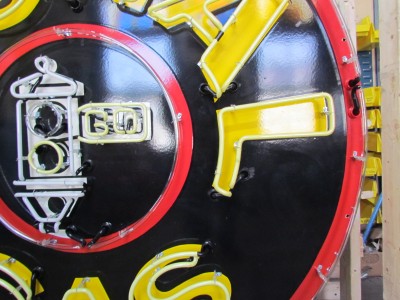 New Signal Gas Porcelain Neon Sign 72" Diameter