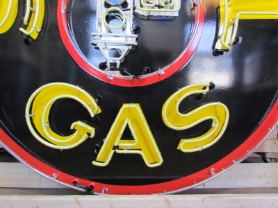 New Signal Gas Porcelain Neon Sign 72" Diameter