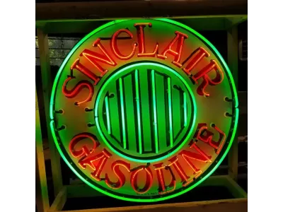 New Sinclair Gasoline Porcelain Neon Sign 42" Diameter