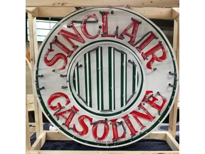 New Sinclair Gasoline Porcelain Neon Sign 42" Diameter