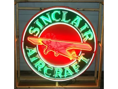 New Sinclair Aircraft Porcelain Neon Sign 48" Diameter
